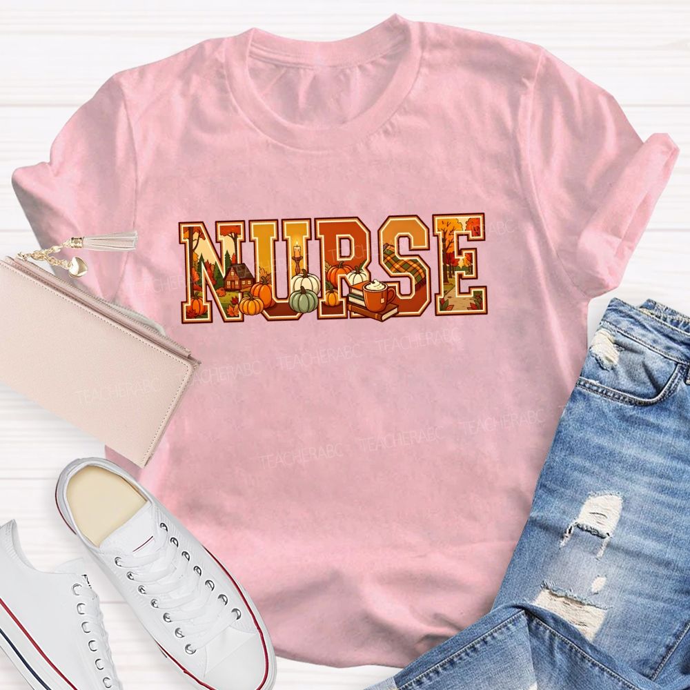 Pumpkins Fall Scenes And Proud Nurse T-shirt