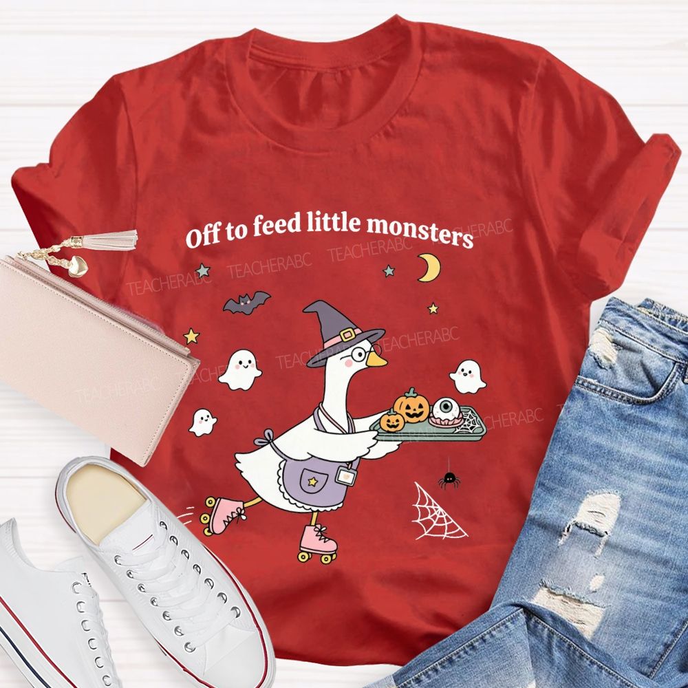 Off To Feed Little Monsters Halloween Cafeteria Vibes T-shirt