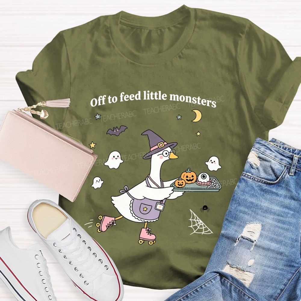 Off To Feed Little Monsters Halloween Cafeteria Vibes T-shirt