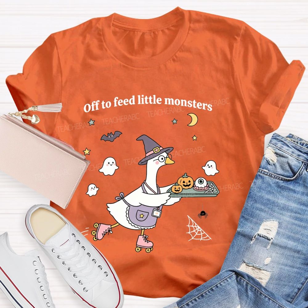 Off To Feed Little Monsters Halloween Cafeteria Vibes T-shirt