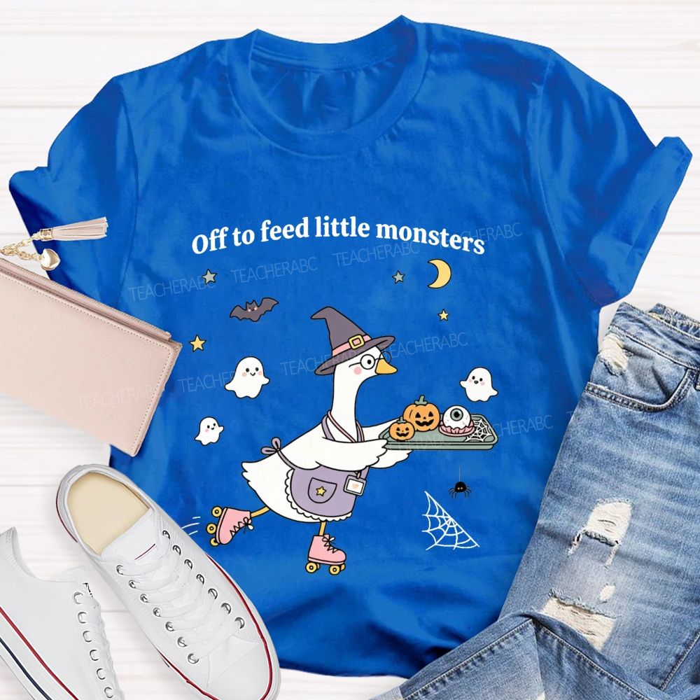 Off To Feed Little Monsters Halloween Cafeteria Vibes T-shirt