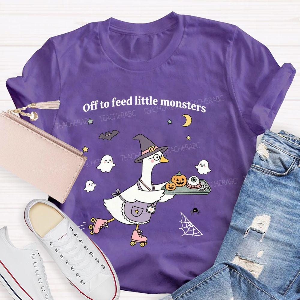 Off To Feed Little Monsters Halloween Cafeteria Vibes T-shirt