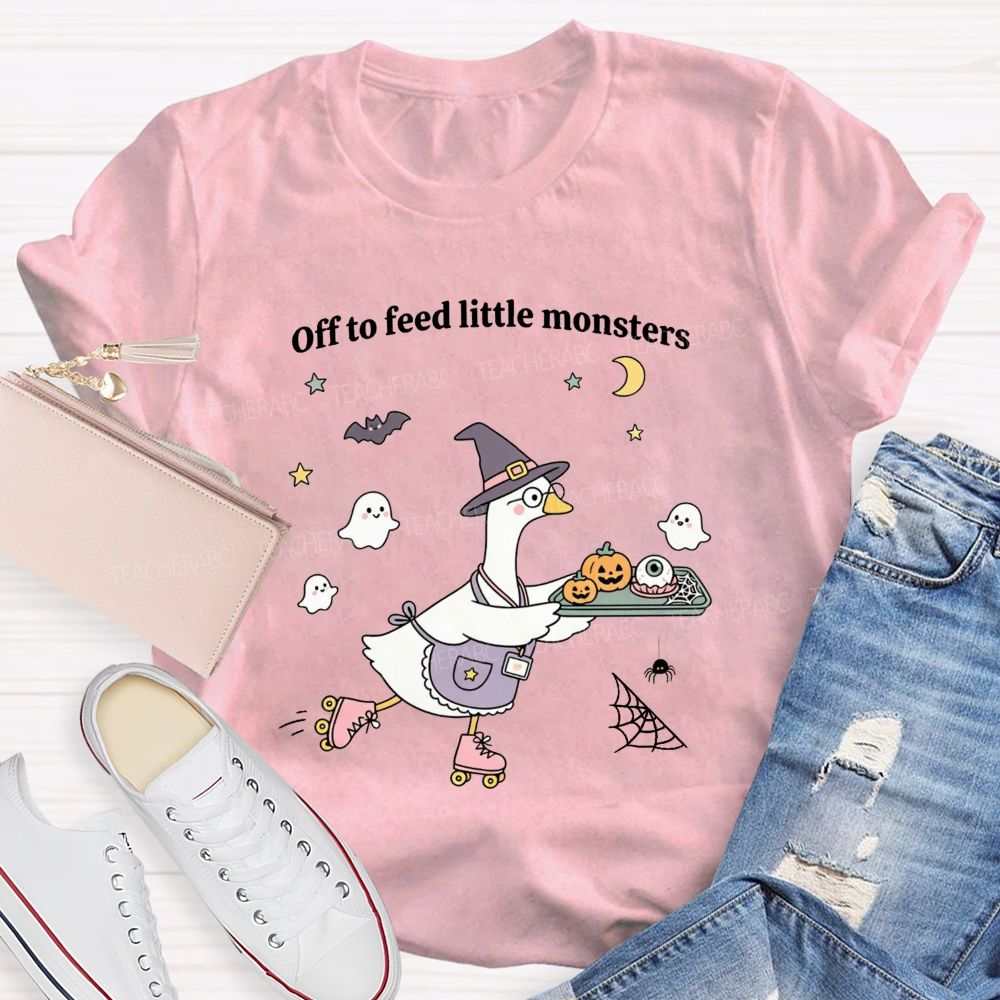Off To Feed Little Monsters Halloween Cafeteria Vibes T-shirt
