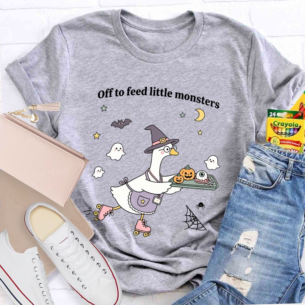 Off To Feed Little Monsters Halloween Cafeteria Vibes T-shirt