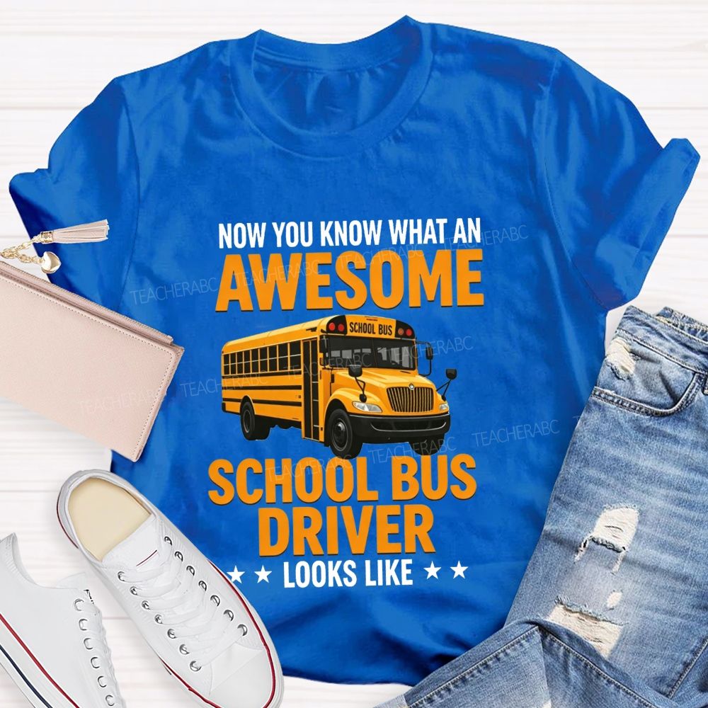 Now You Know What An Awesome School Bus Driver Looks Like T-shirt