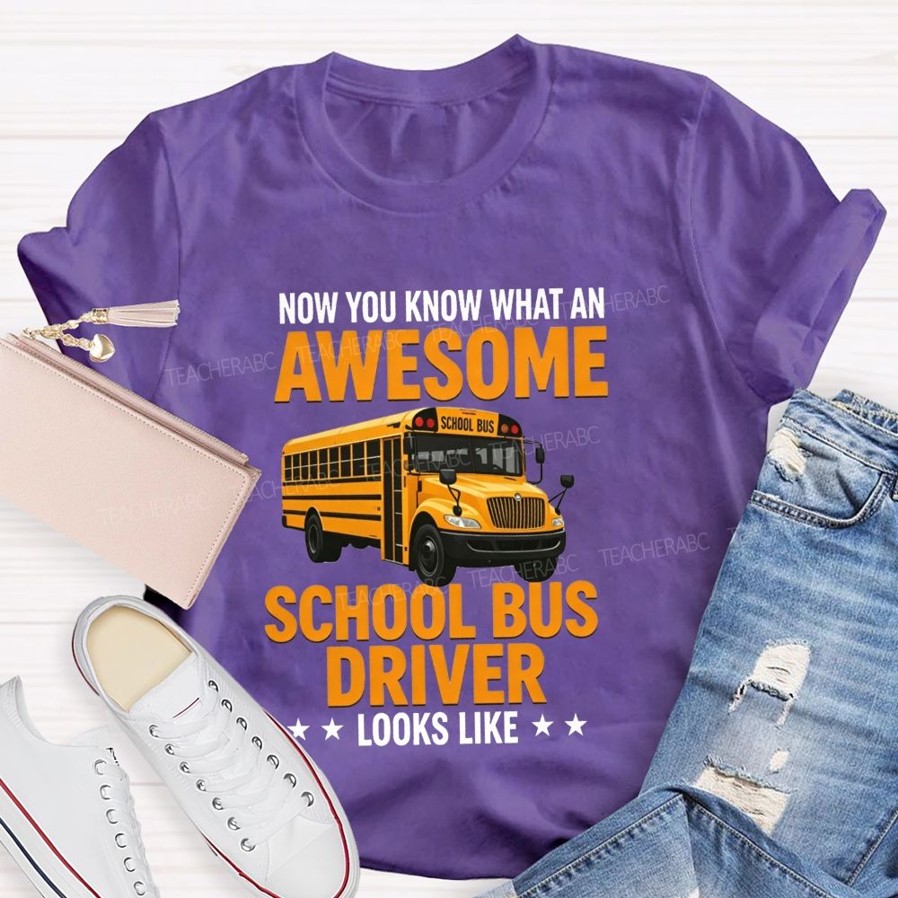 Now You Know What An Awesome School Bus Driver Looks Like T-shirt