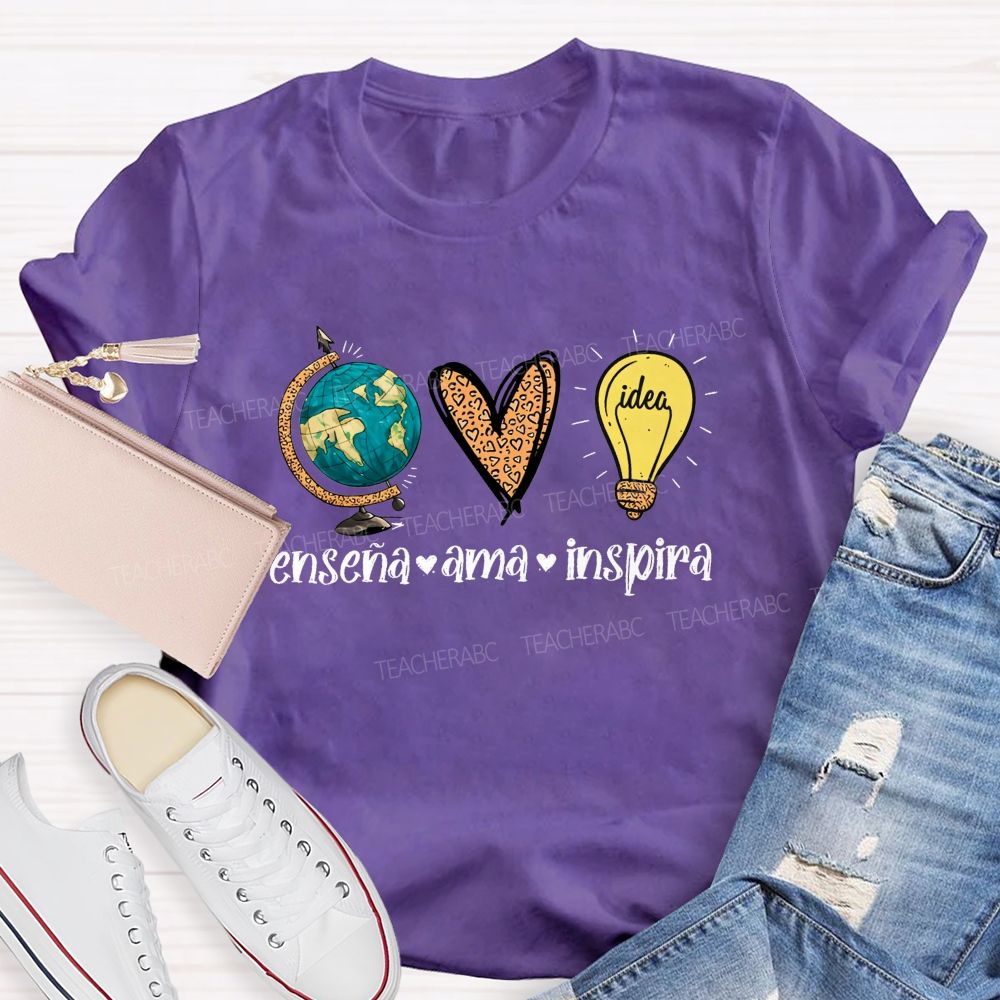 EnseñA Ama Inspira Bilingual Educator Teacher T-shirt