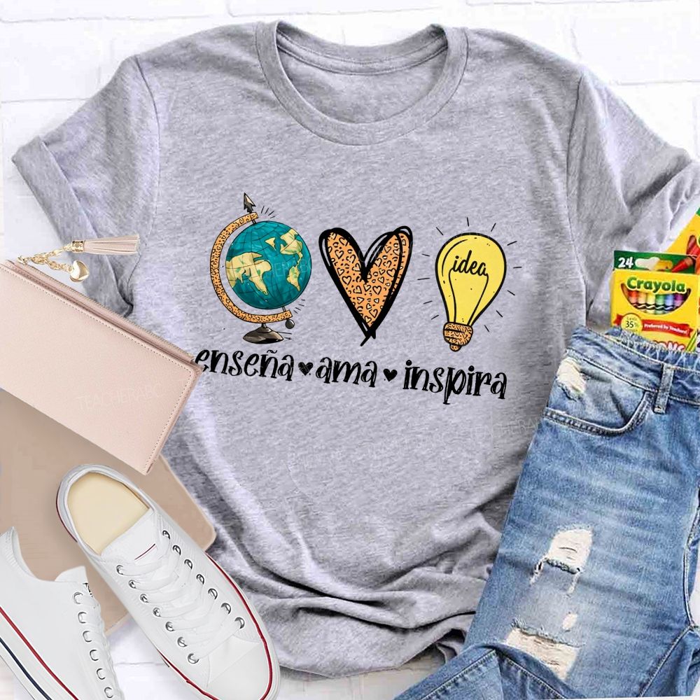 EnseñA Ama Inspira Bilingual Educator Teacher T-shirt