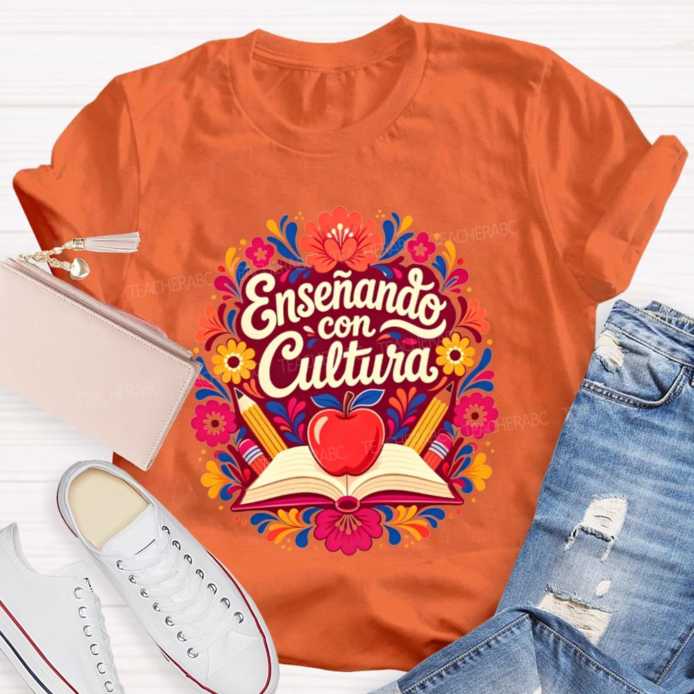 EnseñAndo Con Cultura Spanish Maestra Teacher T-shirt