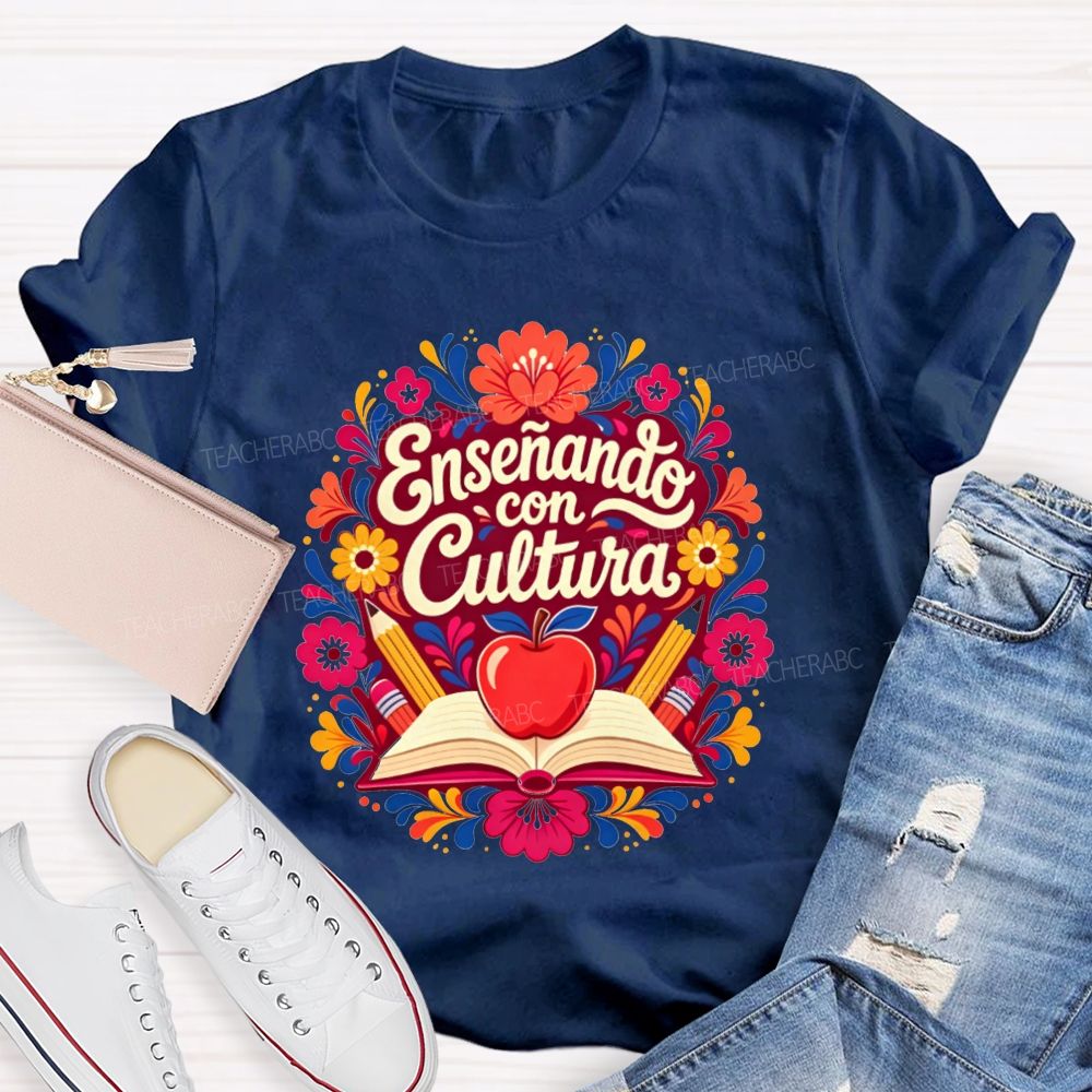 EnseñAndo Con Cultura Spanish Maestra Teacher T-shirt
