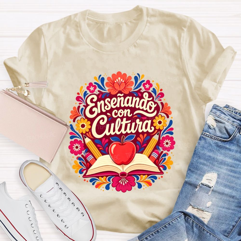 EnseñAndo Con Cultura Spanish Maestra Teacher T-shirt