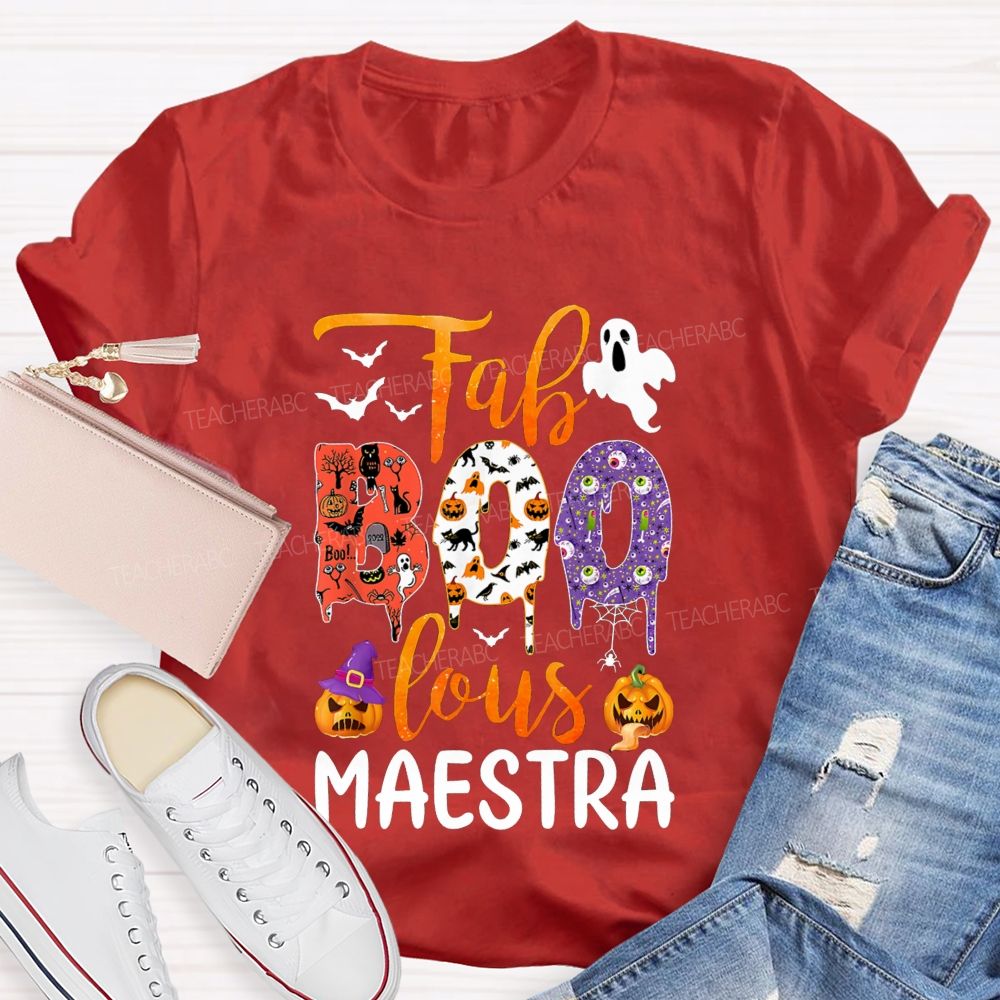 Faboolous Maestra Halloween Bilingual Educator Fall T-shirt