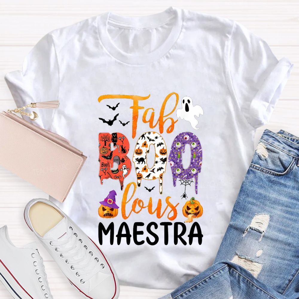 Faboolous Maestra Halloween Bilingual Educator Fall T-shirt