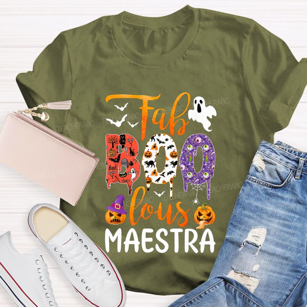 Faboolous Maestra Halloween Bilingual Educator Fall T-shirt