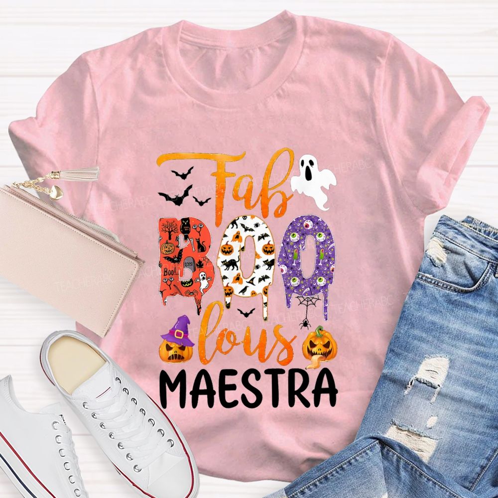 Faboolous Maestra Halloween Bilingual Educator Fall T-shirt