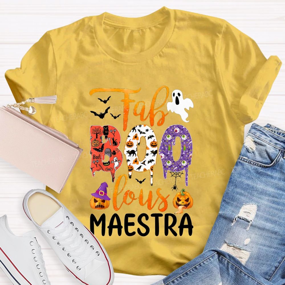 Faboolous Maestra Halloween Bilingual Educator Fall T-shirt