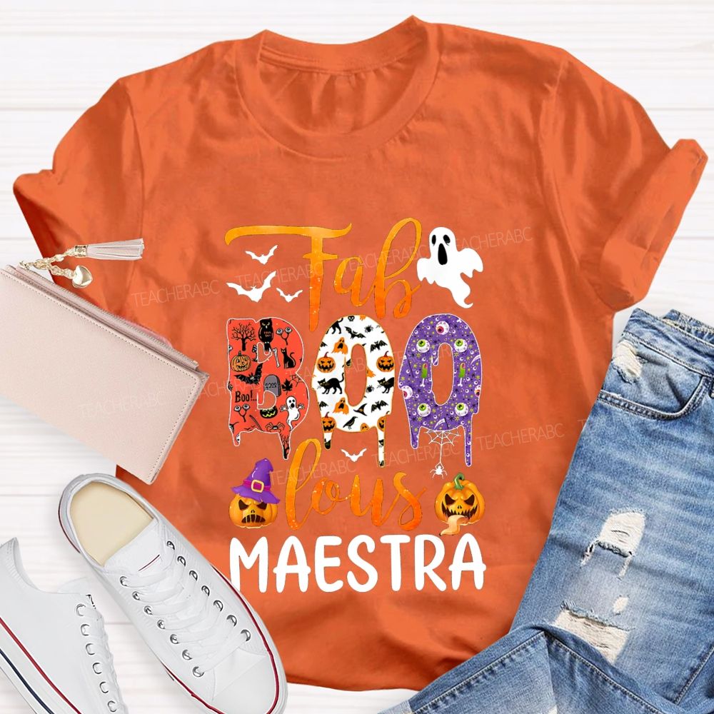 Faboolous Maestra Halloween Bilingual Educator Fall T-shirt
