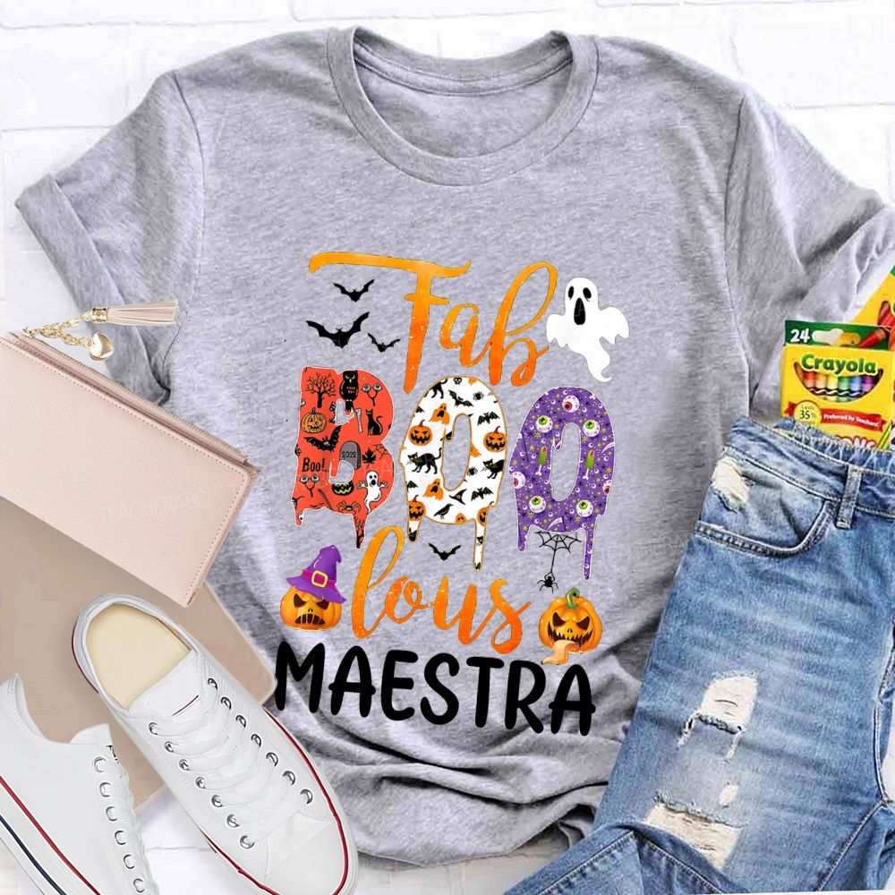 Faboolous Maestra Halloween Bilingual Educator Fall T-shirt