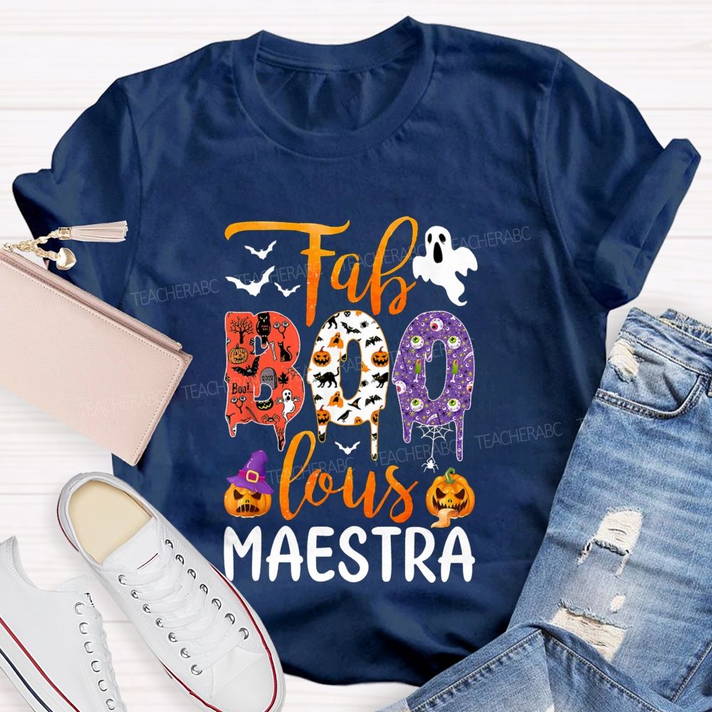 Faboolous Maestra Halloween Bilingual Educator Fall T-shirt