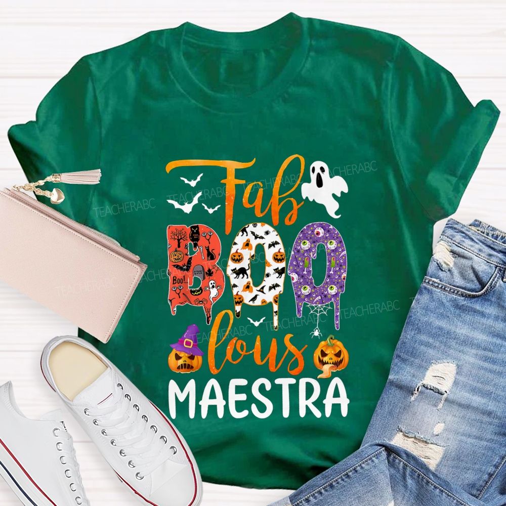 Faboolous Maestra Halloween Bilingual Educator Fall T-shirt