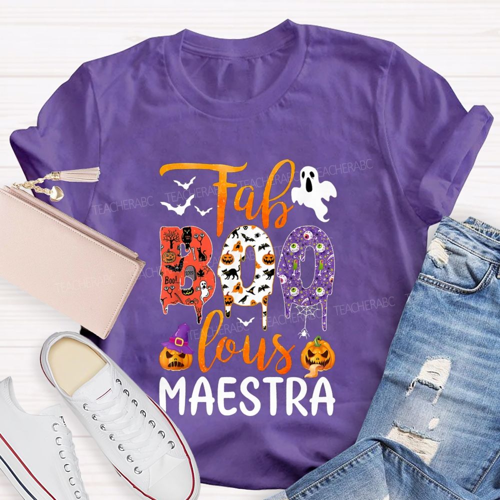 Faboolous Maestra Halloween Bilingual Educator Fall T-shirt