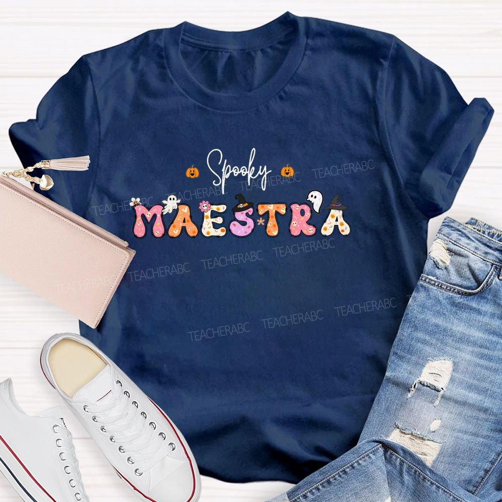 Spooky Maestra Halloween Bilingual Spanish Teacher Fall T-shirt