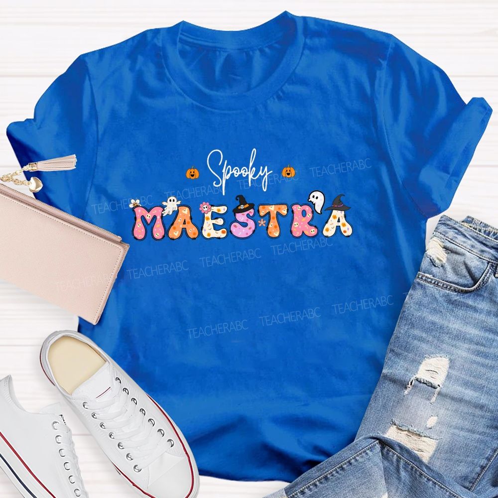 Spooky Maestra Halloween Bilingual Spanish Teacher Fall T-shirt