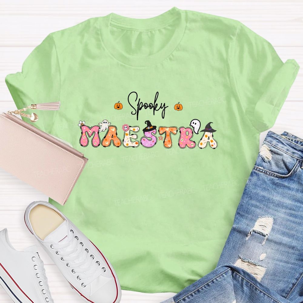 Spooky Maestra Halloween Bilingual Spanish Teacher Fall T-shirt