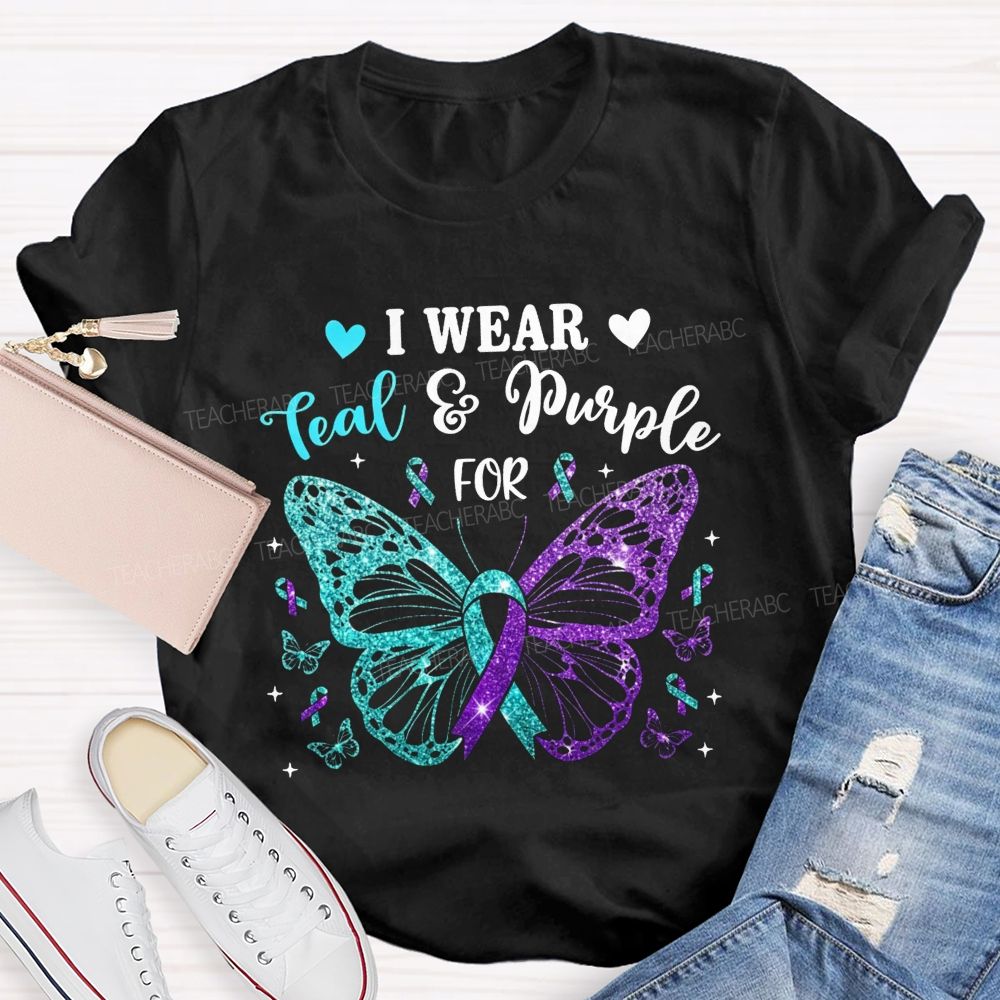 I Wear Teal And Purple For Keep Hope Alive Teacher T-shirt