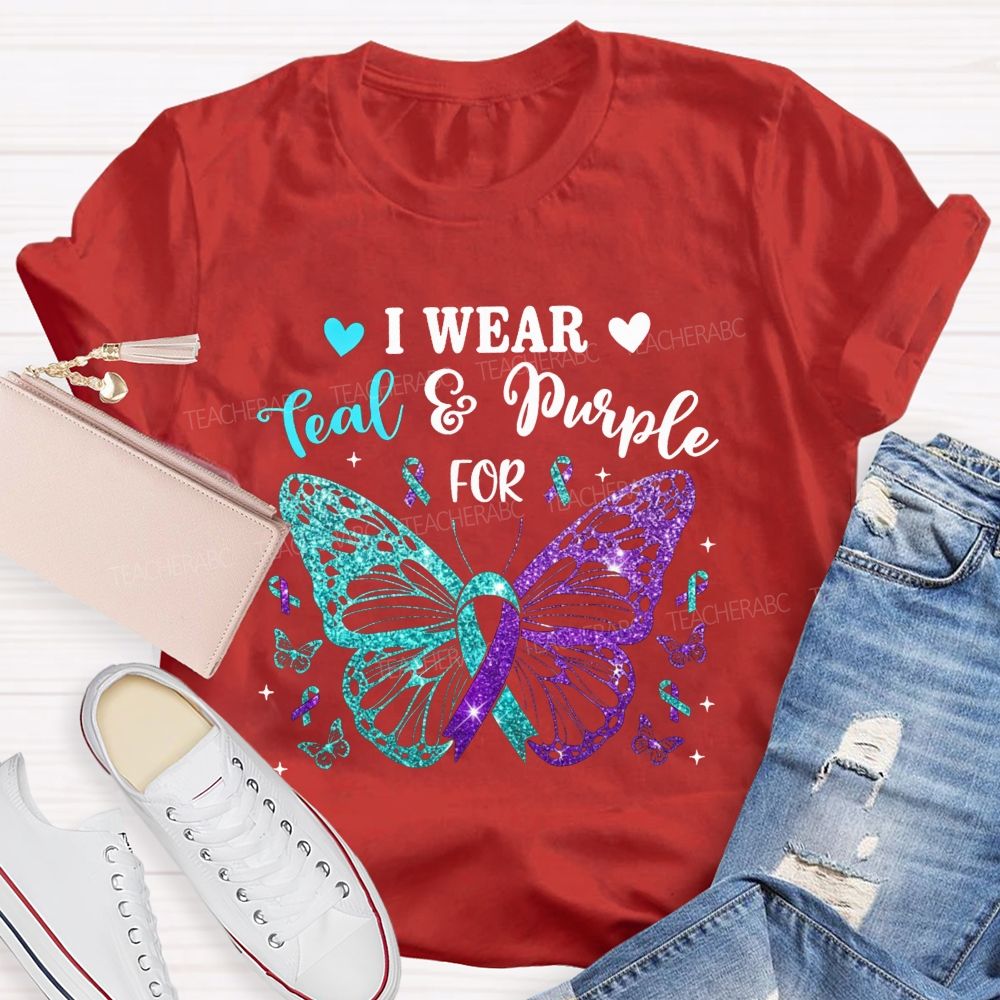 I Wear Teal And Purple For Keep Hope Alive Teacher T-shirt