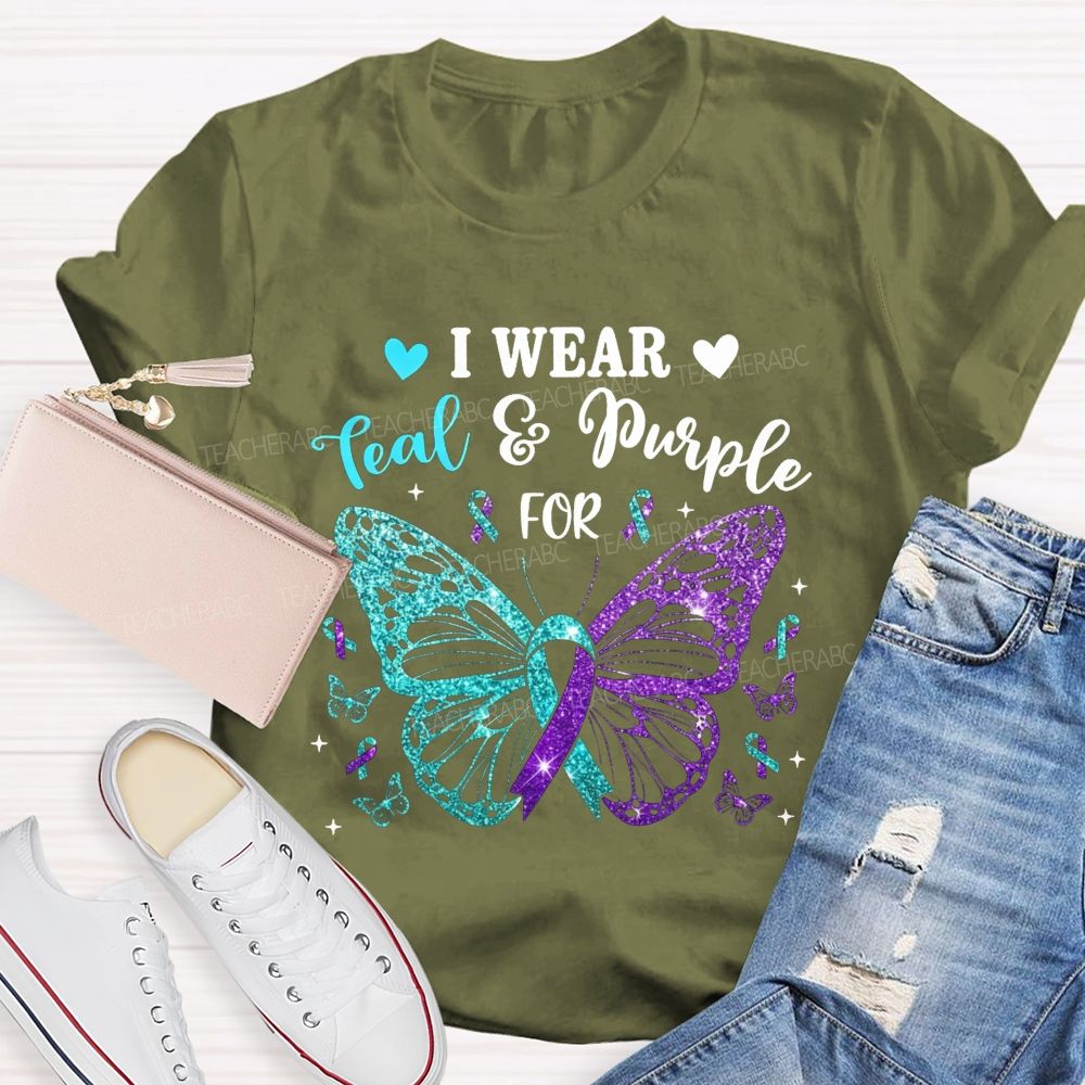 I Wear Teal And Purple For Keep Hope Alive Teacher T-shirt