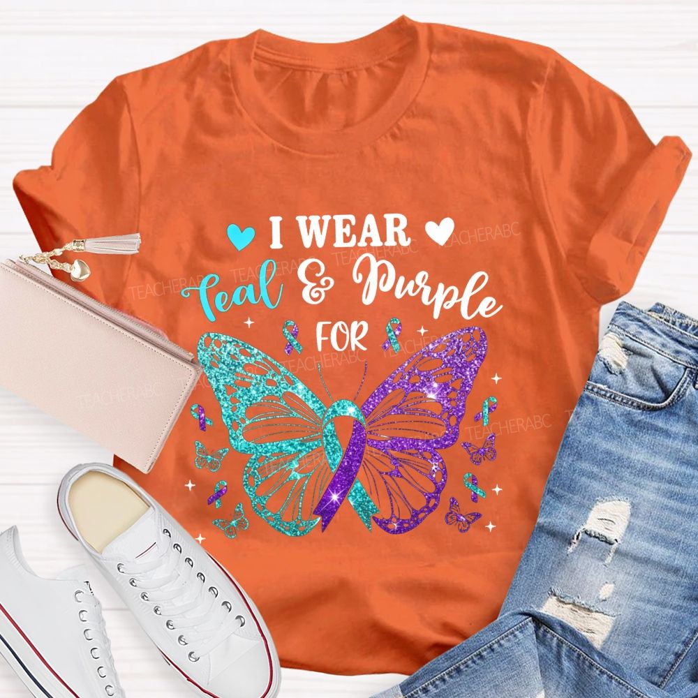 I Wear Teal And Purple For Keep Hope Alive Teacher T-shirt