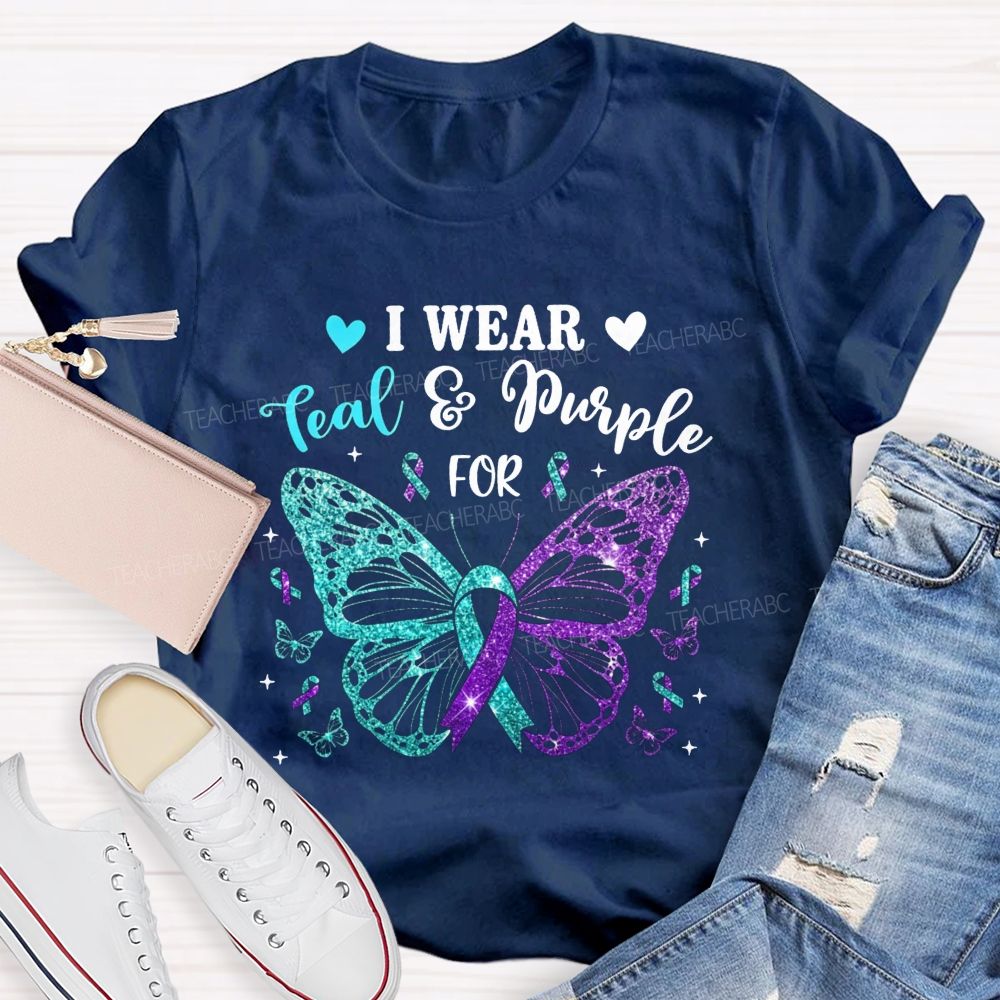 I Wear Teal And Purple For Keep Hope Alive Teacher T-shirt