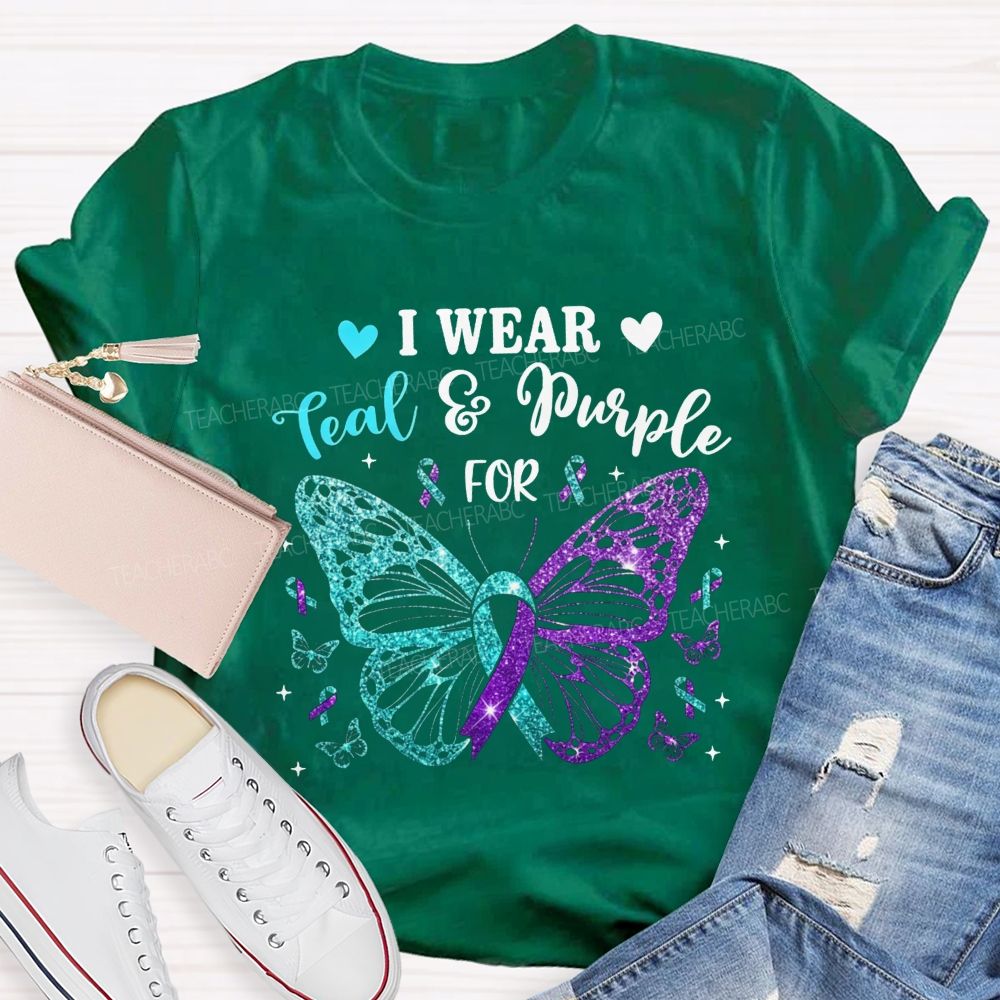 I Wear Teal And Purple For Keep Hope Alive Teacher T-shirt