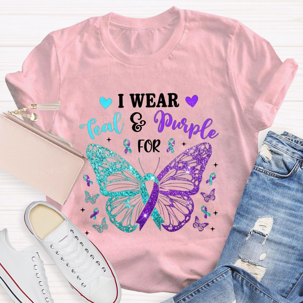 I Wear Teal And Purple For Keep Hope Alive Teacher T-shirt