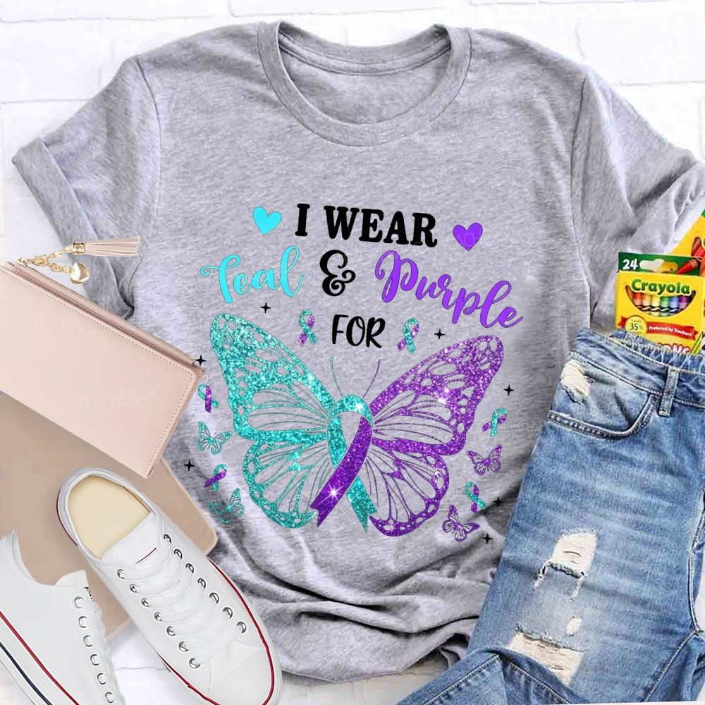 I Wear Teal And Purple For Keep Hope Alive Teacher T-shirt