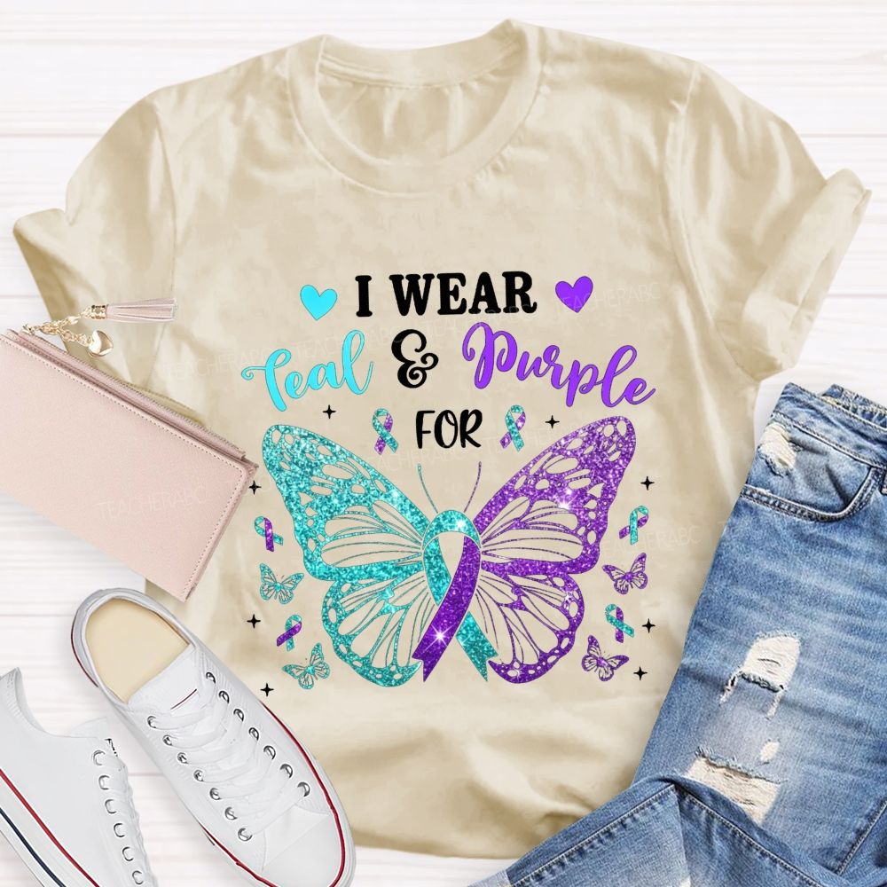 I Wear Teal And Purple For Keep Hope Alive Teacher T-shirt