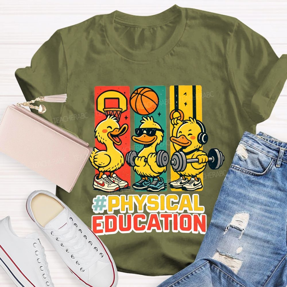 Physical Education Cute Duck Teacher T-shirt
