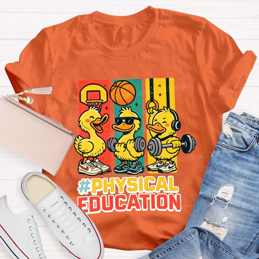 Physical Education Cute Duck Teacher T-shirt
