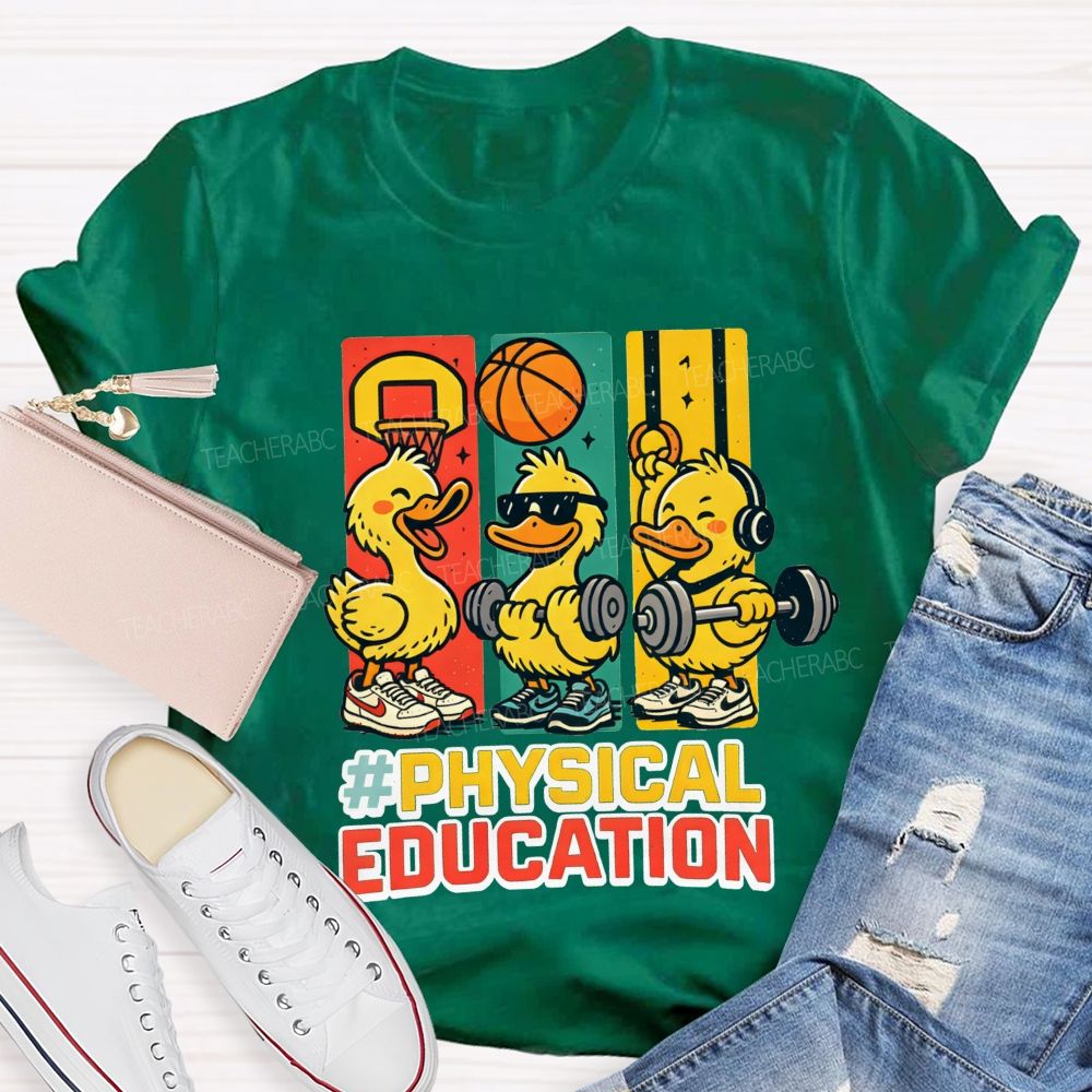 Physical Education Cute Duck Teacher T-shirt