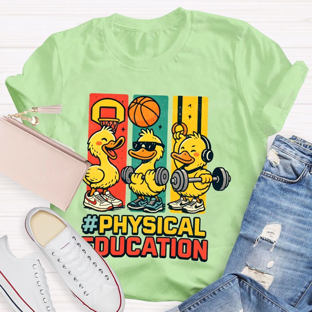 Physical Education Cute Duck Teacher T-shirt