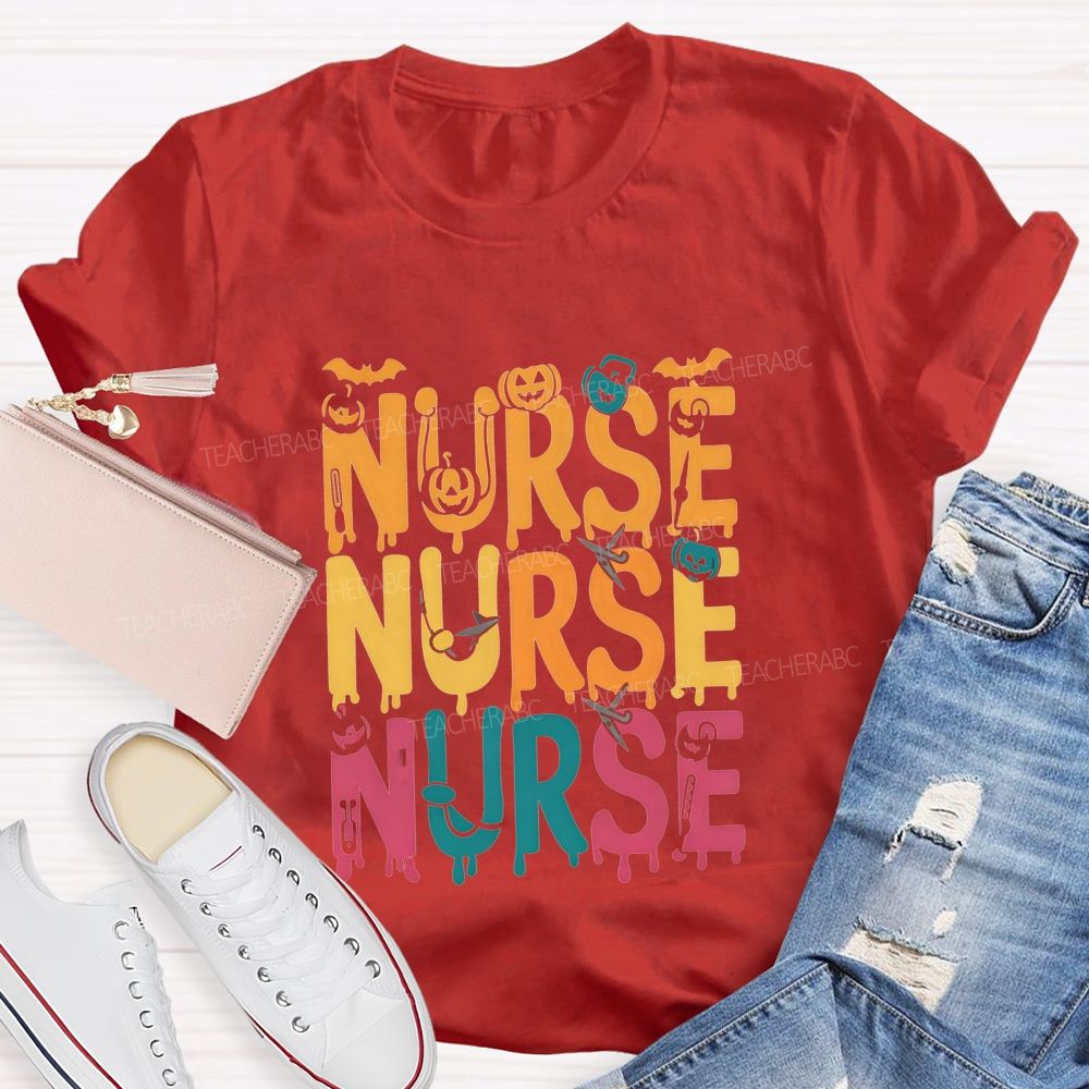 Nurse Halloween Vibes Pumpkin And Spooky Fall Nursing T-shirt