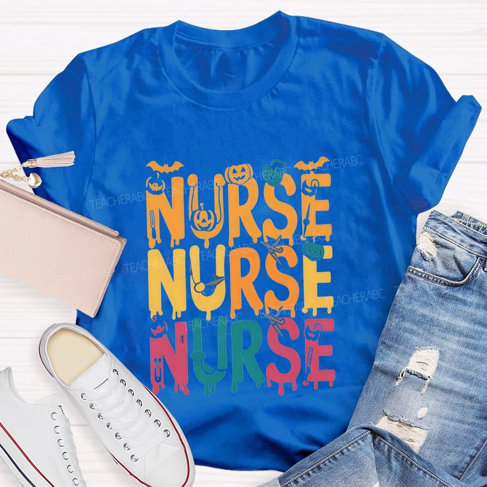 Nurse Halloween Vibes Pumpkin And Spooky Fall Nursing T-shirt
