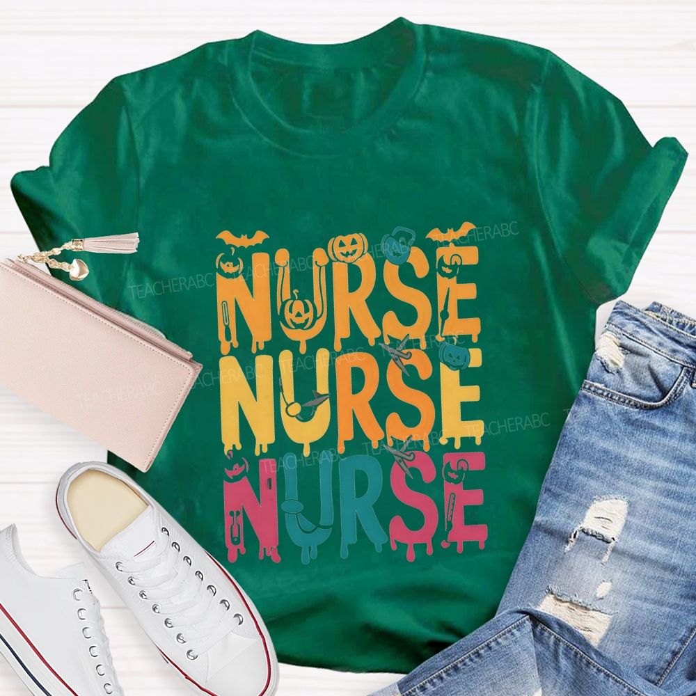 Nurse Halloween Vibes Pumpkin And Spooky Fall Nursing T-shirt
