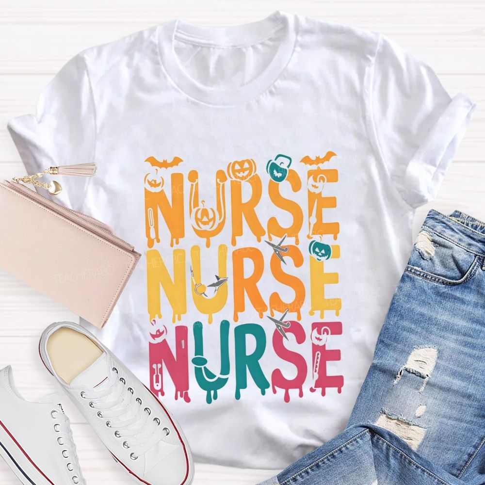 Nurse Halloween Vibes Pumpkin And Spooky Fall Nursing T-shirt