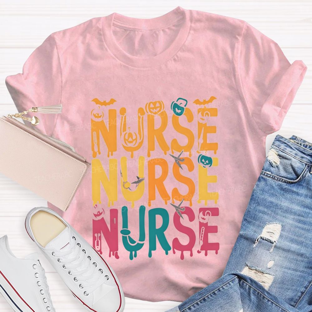 Nurse Halloween Vibes Pumpkin And Spooky Fall Nursing T-shirt