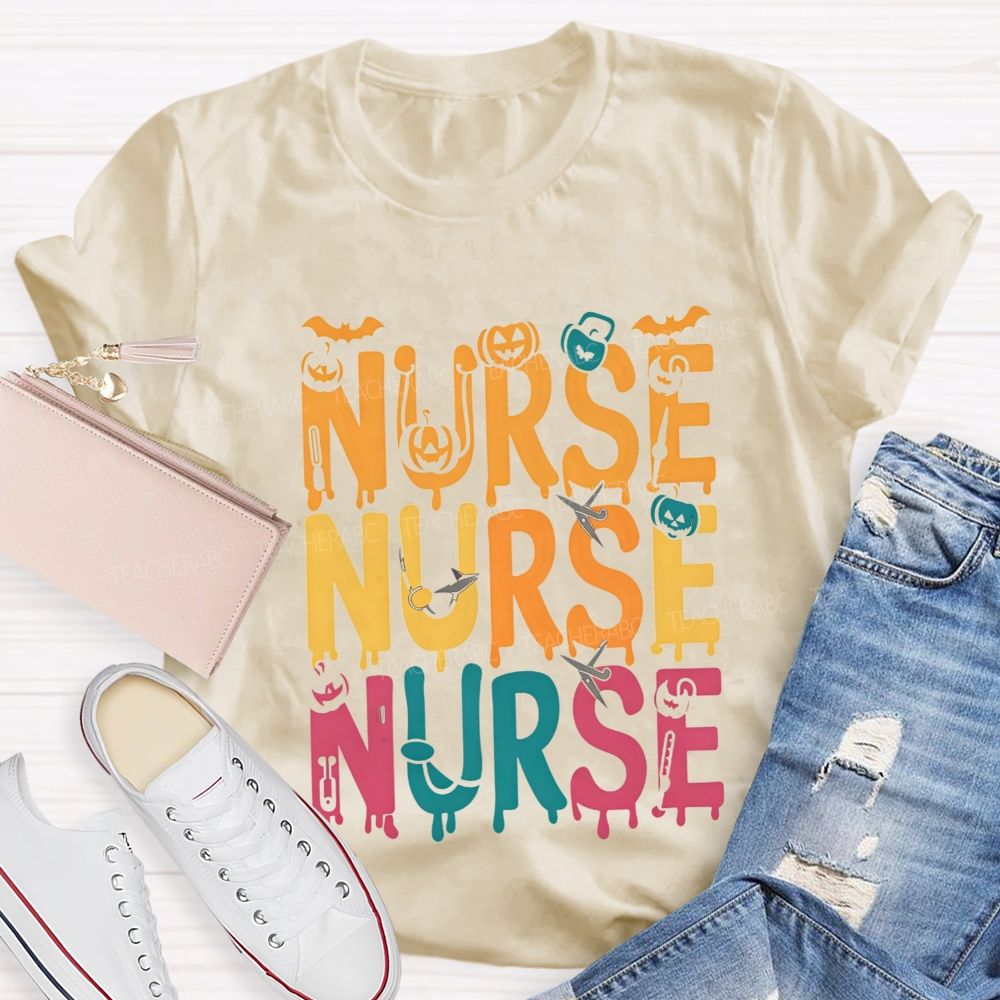 Nurse Halloween Vibes Pumpkin And Spooky Fall Nursing T-shirt