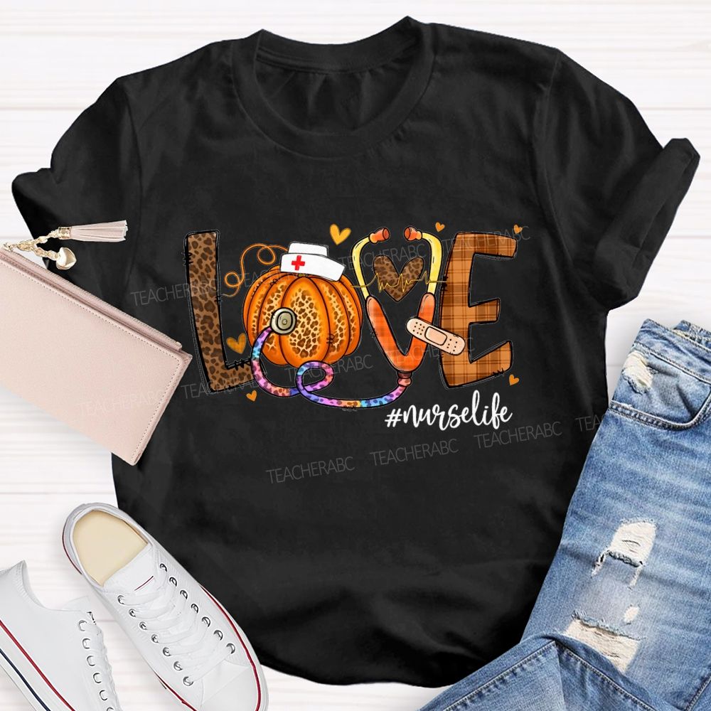 Fall Love Nurse Life Pumpkin T-shirt