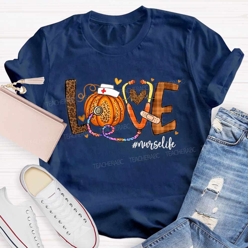 Fall Love Nurse Life Pumpkin T-shirt