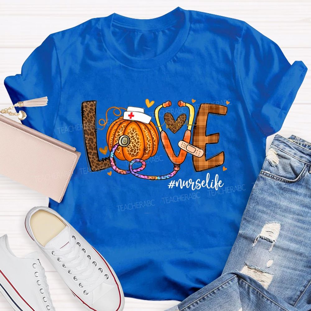 Fall Love Nurse Life Pumpkin T-shirt